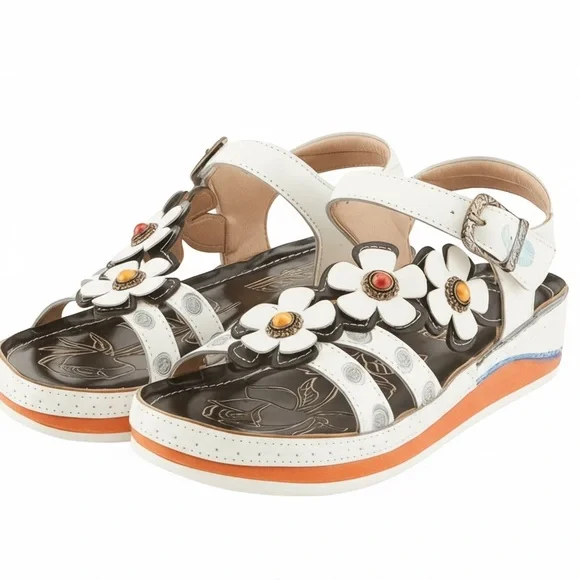 L'Artiste by Spring Step Women’s Goodie Ankle Strap Sandal With Floral Appliqué - Picture 2 of 16